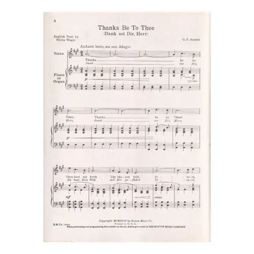 Thanks Be To Thee(Dank sei Dir, Herr) - Low Voice in A