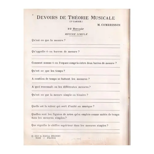 Devoirs de Théorie Musicale - Vol.2