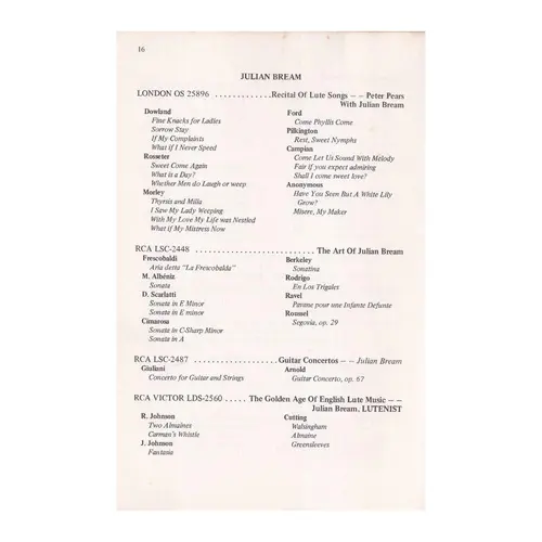 Classic Guitar,Lute and Vihuela Discography