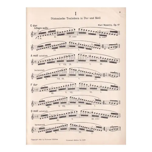 Diatonische Tonleitern in Dur Und Moll Fur Violine Op.17