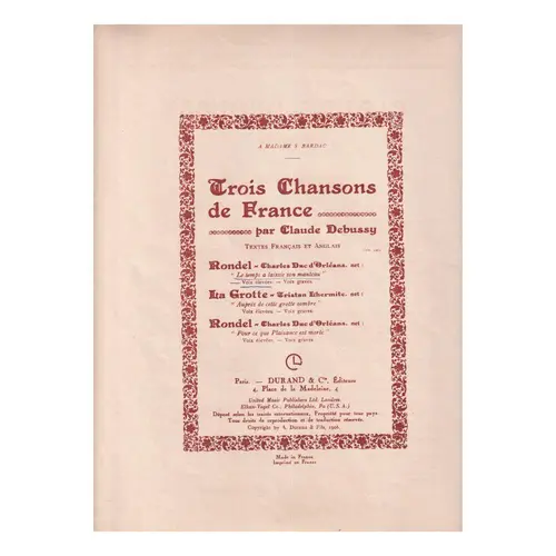 Trois Chansons De France - Le Temps A Laissie son Manteau