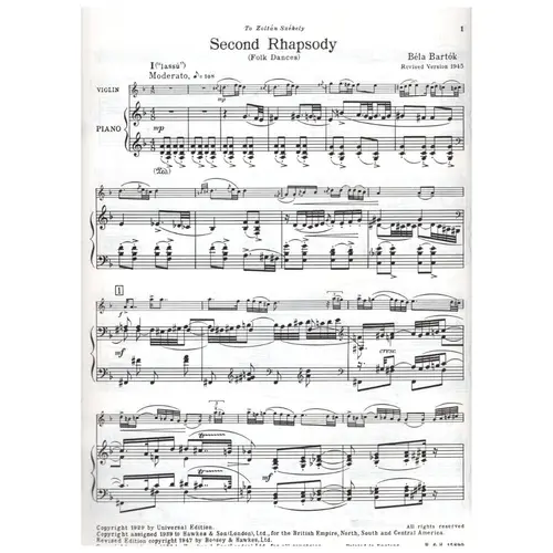 Second Rhapsody for violin and piano