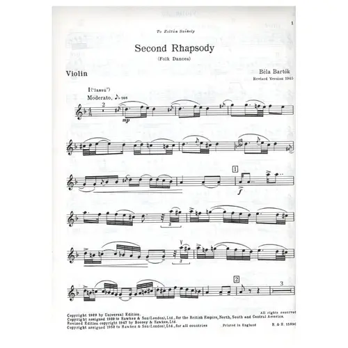 Second Rhapsody for violin and piano