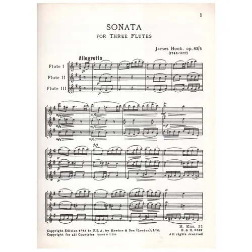 Sonata G Major op. 83 n. 4 for three flutes - Edição Antiga