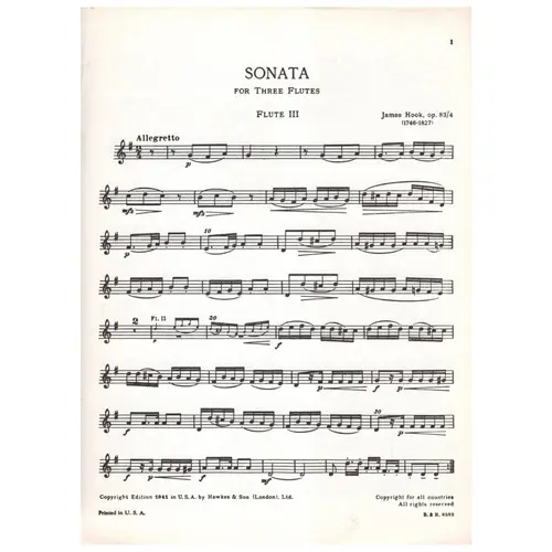 Sonata G Major op. 83 n. 4 for three flutes - Edição Antiga