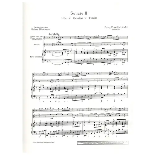 Sonate F Dur Fur Altblockflote, Violine und basso continuo