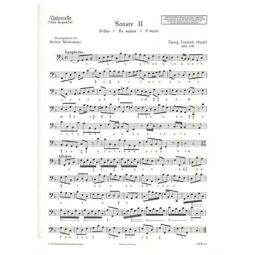 Sonate F Dur Fur Altblockflote, Violine und basso continuo