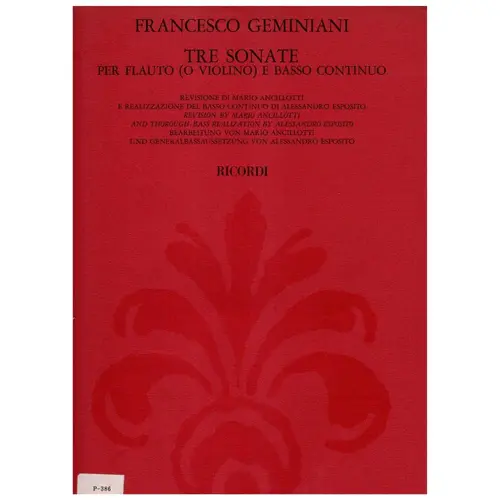 Tre Sonate per flauto (o violino) e basso continuo