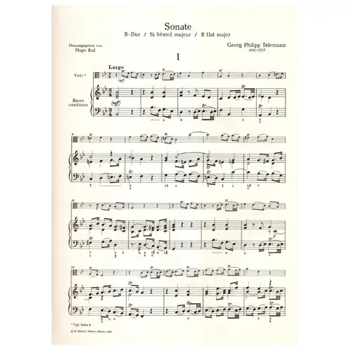 Sonate fur viola und basso continuo B-Dur flat major