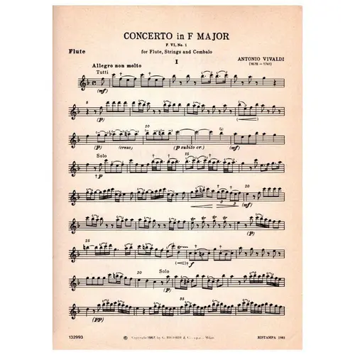 Concerto In Fa per flauto, archi e cembalo   (F.VI N.1)