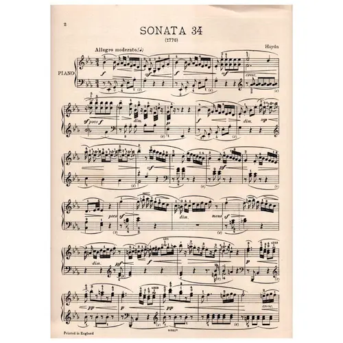 Piano Sonata N. 34 In E B