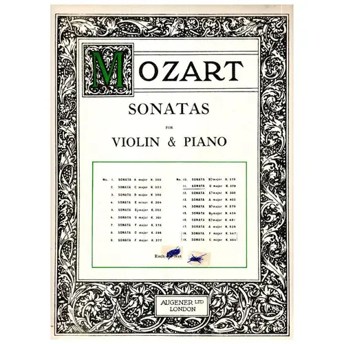 Sonata n. 11 G major KV 379 violino e piano