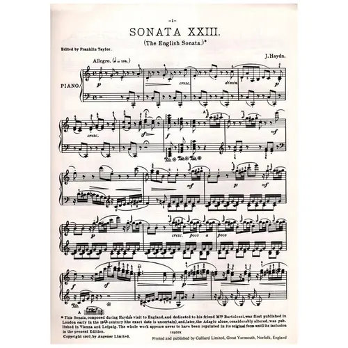 Sonata n. 23 in C (The English sonata) para piano