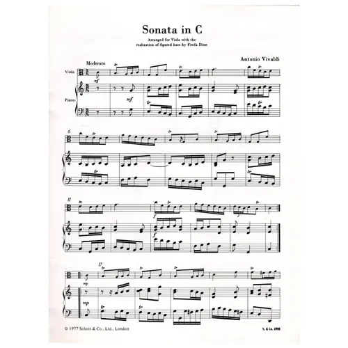Sonata in C for viola -  Schott viola repertory n.3
