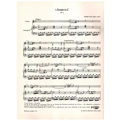 Vier Sonaten fur klavier (cembalo) und violino - Jugendsonaten