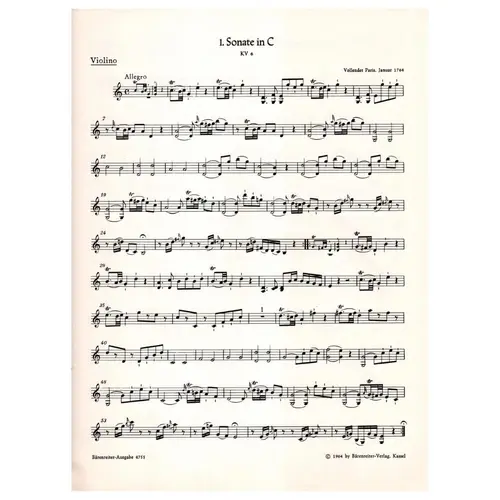 Vier Sonaten fur klavier (cembalo) und violino - Jugendsonaten