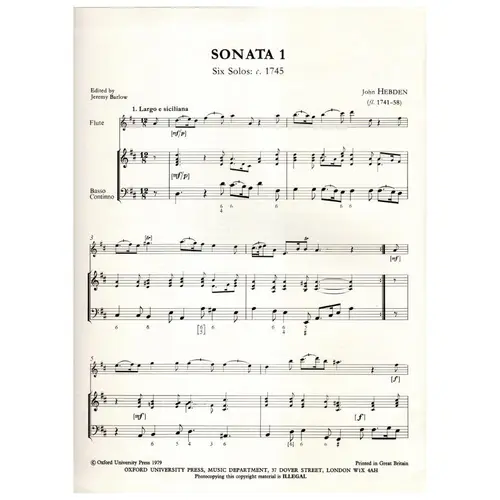 Sonata in D  major for flute and basso continuo