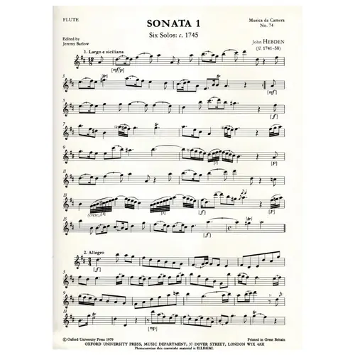 Sonata in D  major for flute and basso continuo