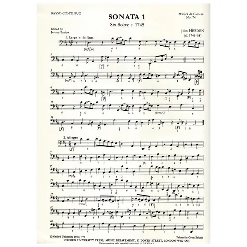 Sonata in D  major for flute and basso continuo
