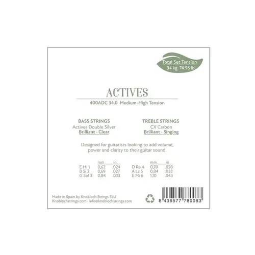 Encordoamento para Violão nylon Knobloch Double Silver CX carbon 400ADC medium-high tension