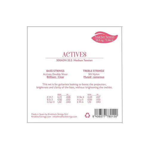 Encordoamento para Violão Nylon Knobloch Double Silver 300ADN medium tension