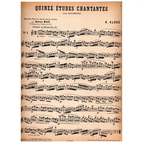 Quinze Etudes Chantantes pour saxophones - edição antiga