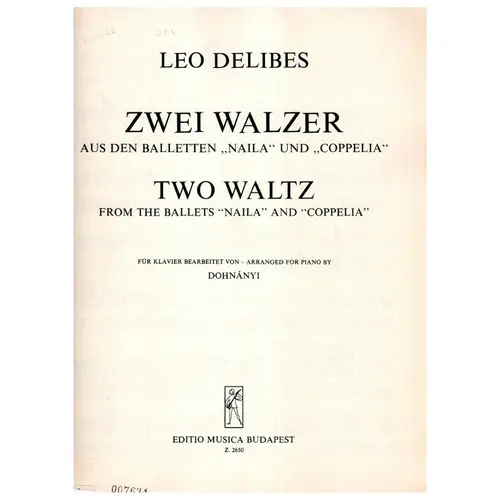 Zwei Walzer aus den balletten, Naila und Coppelia