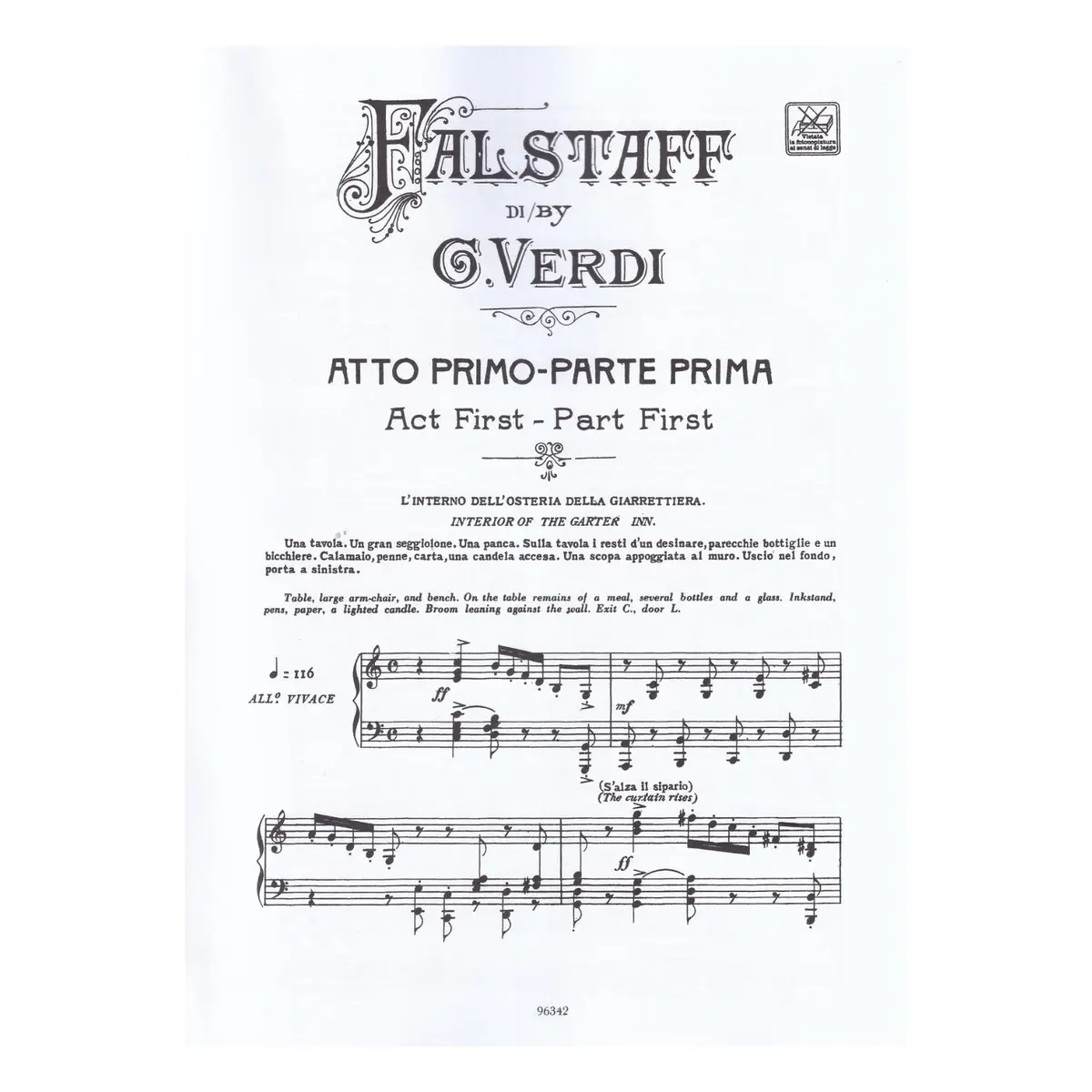 Falstaff - Opera Completa - Vocal Score - BORDA DANIFICADA