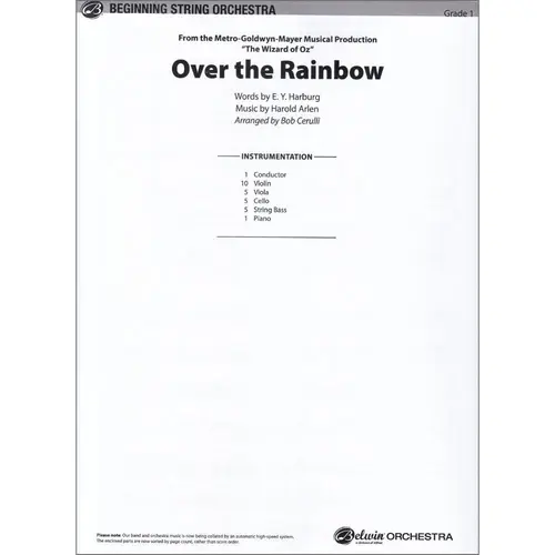 Over The Rainbow (Orchestra De Cordas - Partitura De Regente E Partes)