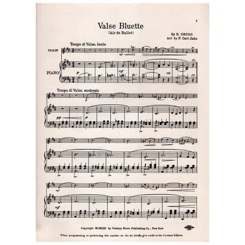 Valse Bluette for violin with piano