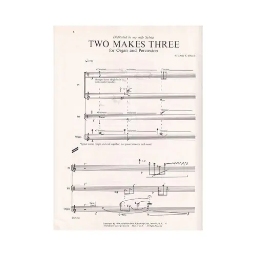 Two Makes Three for Organ and Percussion - Partes