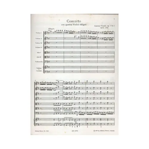 L'Estro Armonico op.3 Concerto I D Major RV 549/ P 146