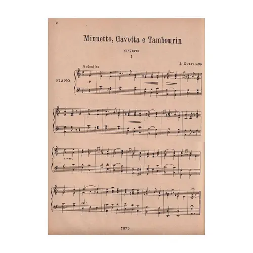 Minuetto, Gavotta E Tambourin  para piano (Edição Antiga)