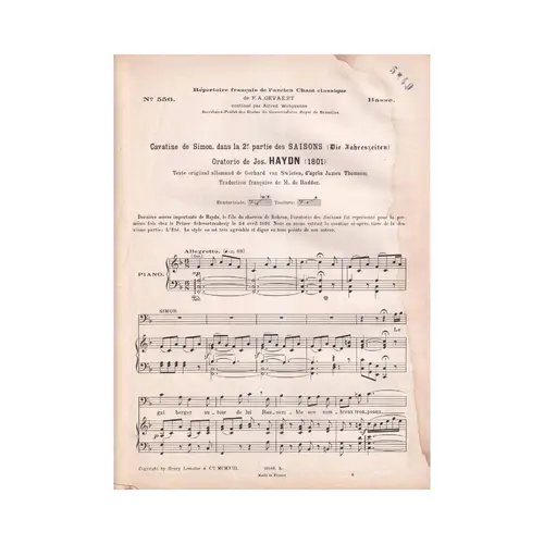 Le Chant Classique N°556 - Cavatine de Simon