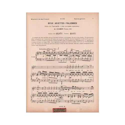 Le Chant Classique N°173 - Deux Ariettes Italiennes