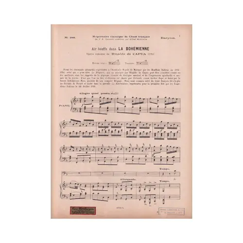 Le Chant Classique N°186 - Air Bouffe Dans La Bohemienne