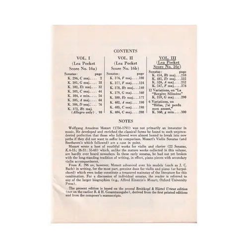 Sonatas and Variations for Violin and Piano - Vol III - Pocket Scores