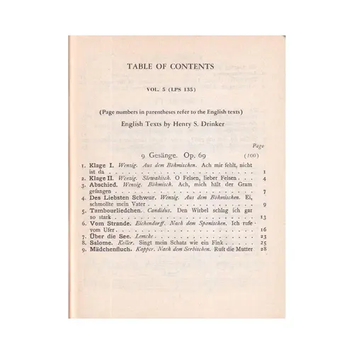 Lieder (Songs) for Voice and Piano - Vol.5 - Pocket Scores