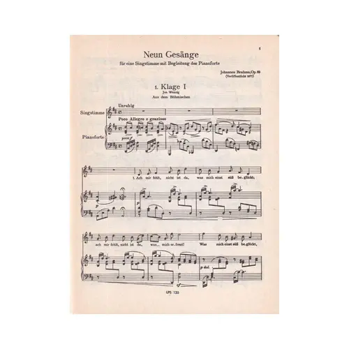 Lieder (Songs) for Voice and Piano - Vol.5 - Pocket Scores