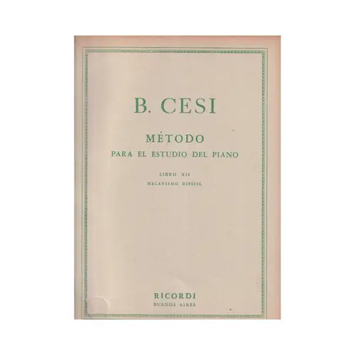 Metodo Para El Estudio Del Piano Libro 12   (Edição Antiga)