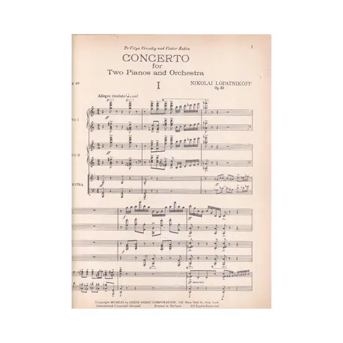 Concerto op.33 For Two Pianos and Orchestra - Piano Reduction