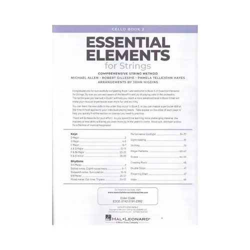 Essential Elements for Strings – Cello Book 2 with Online resources