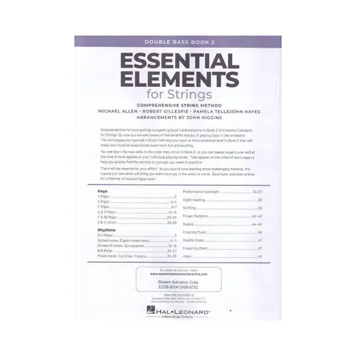Essential Elements for Strings – Double Bass Book 2 with Online resources