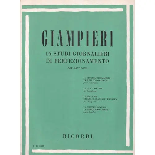 16 studi giornalieri di perfezionamento per saxofono