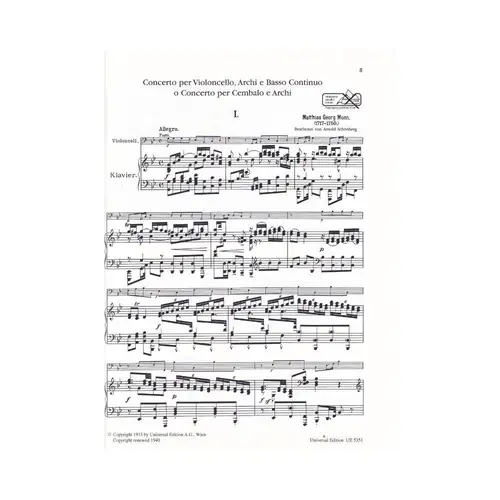 Concerto Per Violoncello, Archi E Basso Continuo (Cello E Piano)