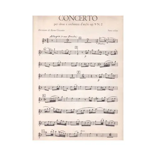 Concerto Per Oboe E Orch - Op.9 N.2 - Parte Solista