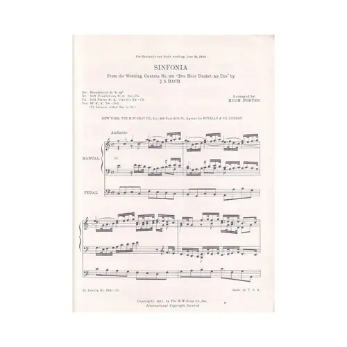 Sinfonia from Wedding Cantata No.196