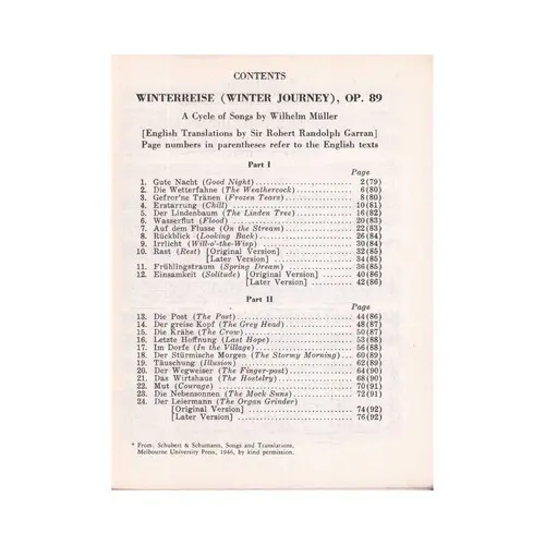 Winterreise, Op.89 - Pocket Score