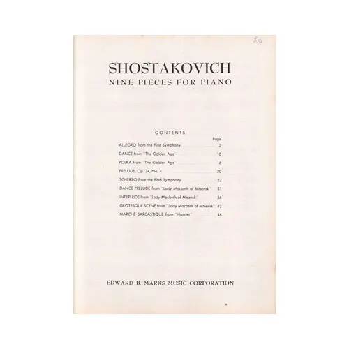 Nine Pieces For Piano