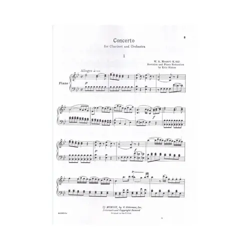 Concerto For Clarinet and Piano - Kv 662  (Ed 1792)
